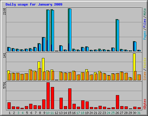 Daily usage for January 2009