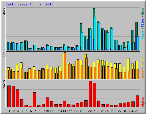 Daily usage for May 2013