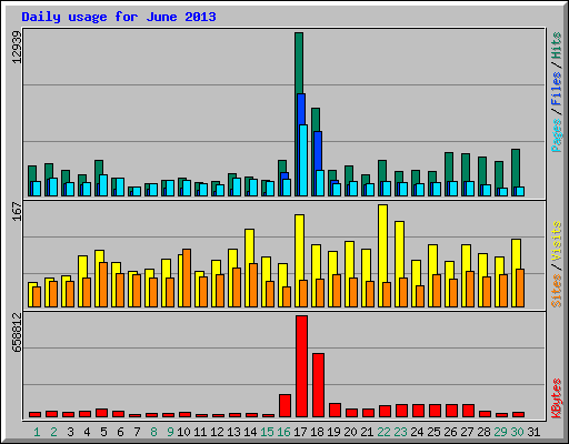 Daily usage for June 2013