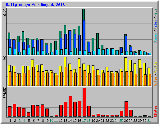Daily usage for August 2013