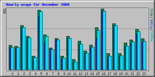 Hourly usage for December 2009