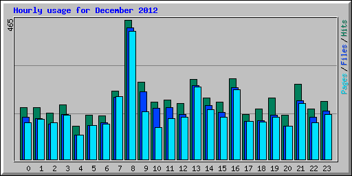Hourly usage for December 2012