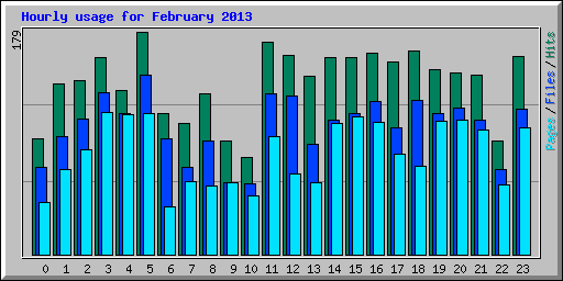 Hourly usage for February 2013